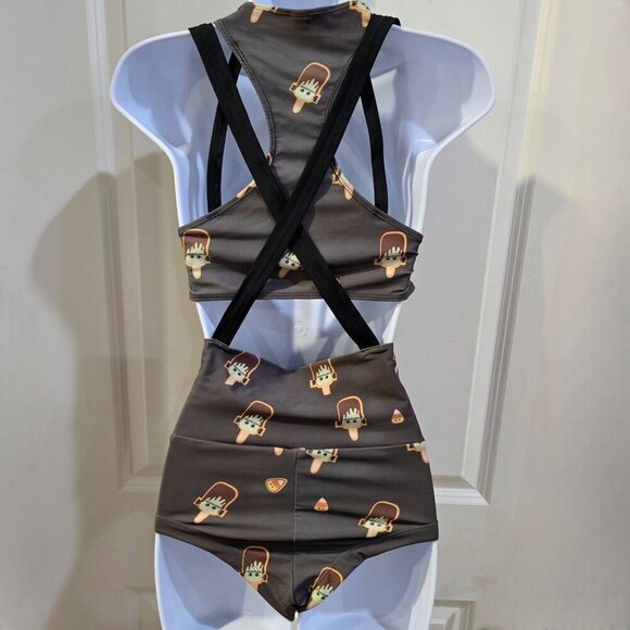 5&Adime ✦ Ice Cream Bikini Set ✦ Harness Strap Festival Swimwear Stretch Fit M - Picture 4 of 16